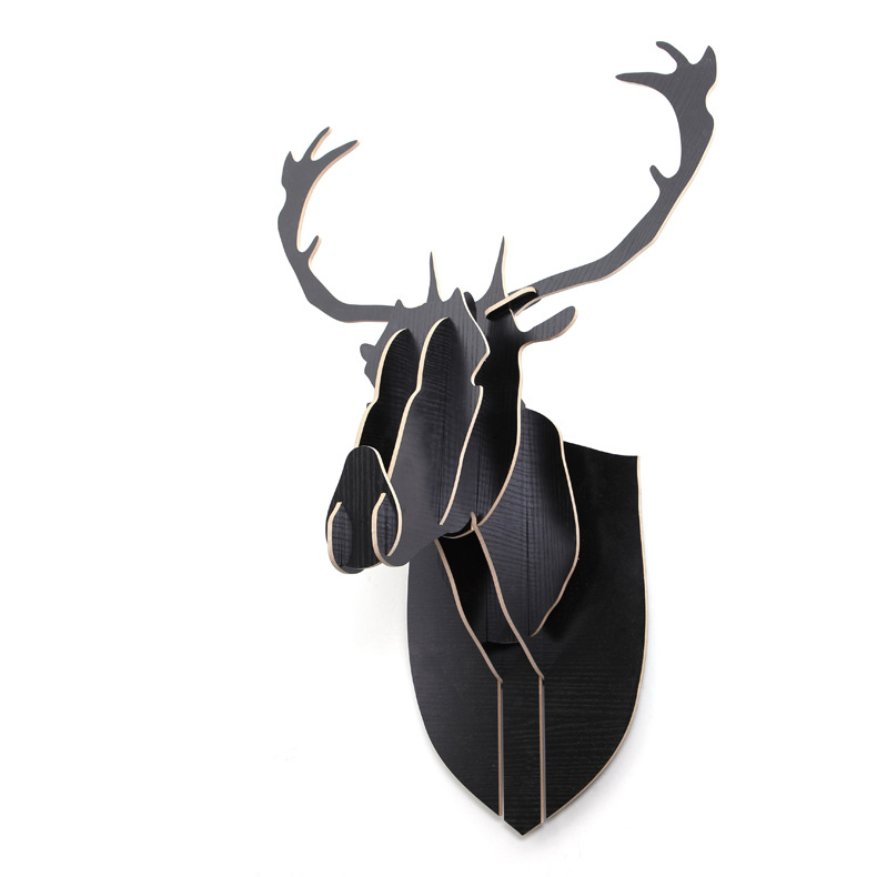 田园风格木质创意麋鹿头像家居装饰品动物壁饰挂件个性艺术工艺品