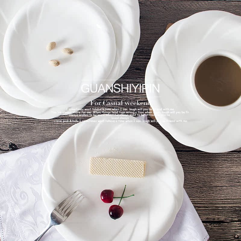 欧式瓷盘牛排盘西餐盘10英寸圆形陶瓷盘子菜盘餐盘意面盘点心盘子