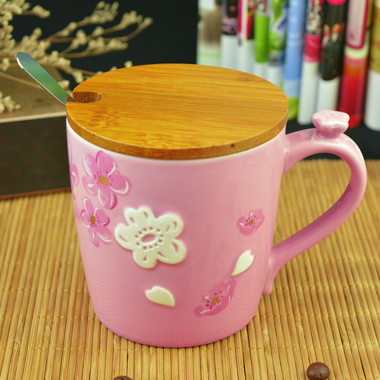 包邮星巴克日式田园樱花陶瓷马克杯 水杯 茶杯 咖啡杯 办公室杯子