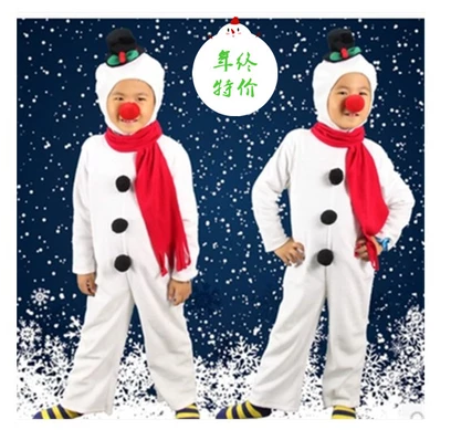 圣诞节Cosplay儿童演出服装男女童幼儿园 红鼻子小雪人表演衣服