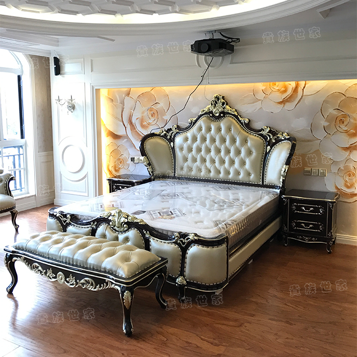 欧式床实木真皮1.8米双人床新古典奢华大床简欧布艺床美式公主床