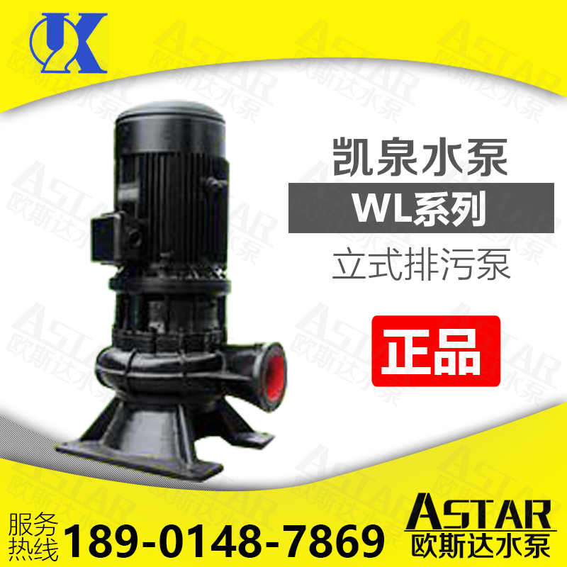 上海凯泉泵WL2445-617-300管道式无堵塞潜水泵 立式污水泵 排污泵