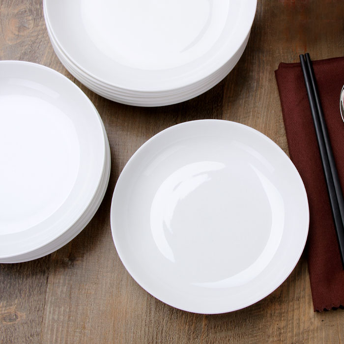 4个包邮 7寸8寸饭盘深盘圆形陶瓷盘子耐热餐盘 微波炉菜盘白色盘