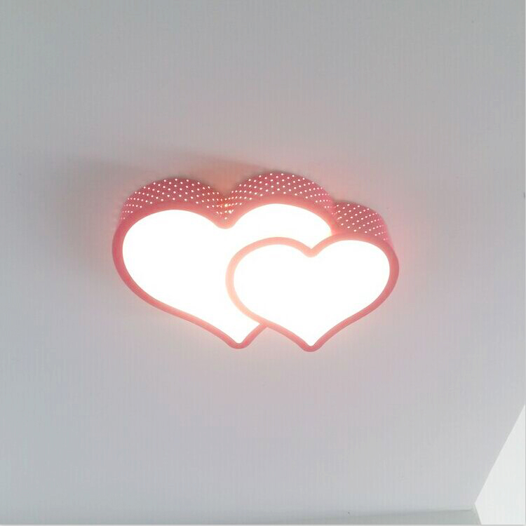 创意LED吸顶灯爱心形主卧室灯粉色女孩房间灯温馨婚房灯客厅灯具