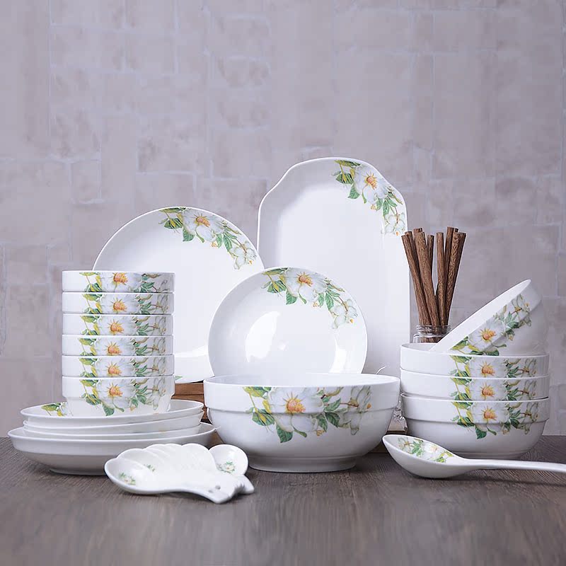 特价31头餐具套装景德镇陶瓷碗盘中式家用创意简约碗碟盘子碗组合