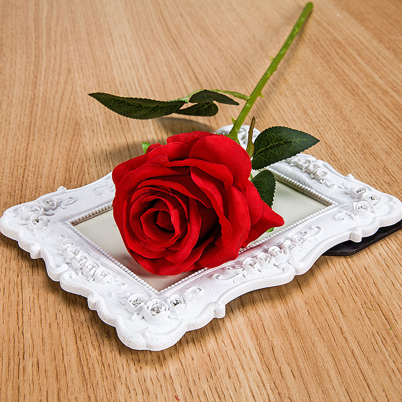 仿真玫瑰花束干花塑料花假花单支客厅装饰花绢花餐桌摆件花艺插花