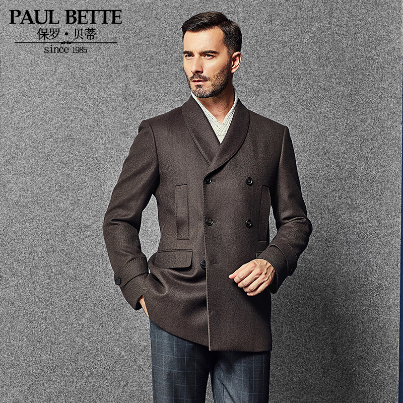 【8天预售】PAUL BETTE（保罗贝蒂）军绿色短款商务男士大衣