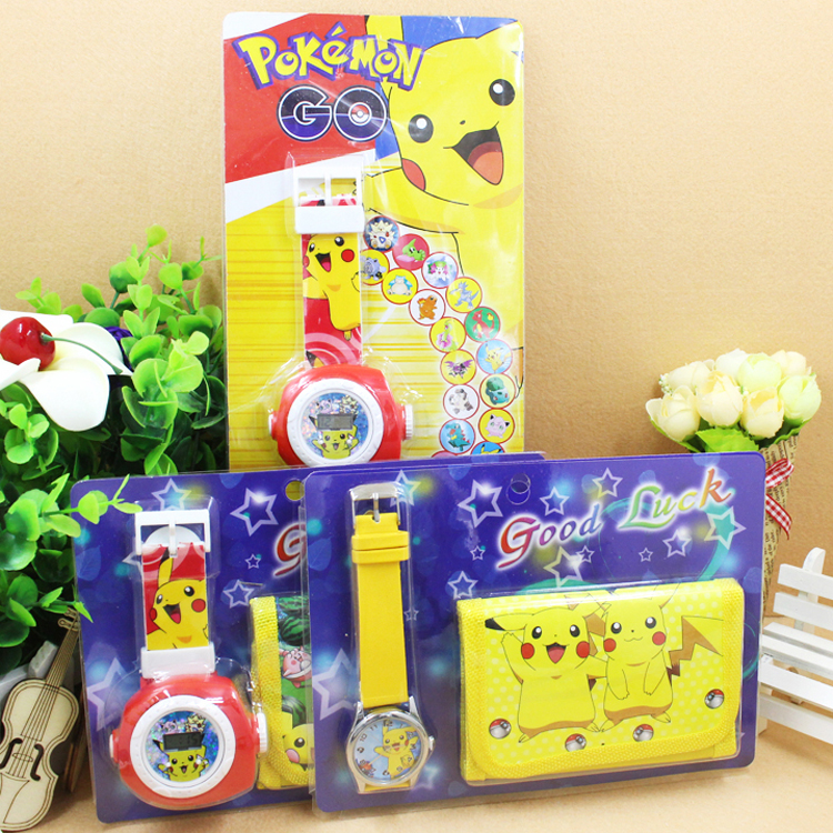 Pokemon Go宠物小精灵儿童卡通电子手表钱包套装开学礼品口袋怪兽