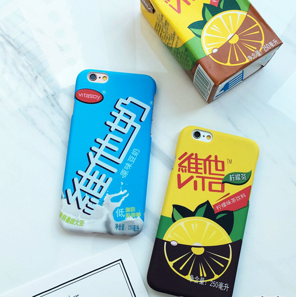 维他奶柠檬茶苹果I7手机壳 iPhone6s/plus保护套创意卡通硬壳潮女