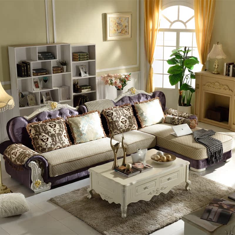 欧式布艺沙发组合简欧沙发可拆洗 新款实木客厅家具法式沙发转角