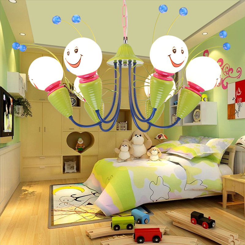 儿童卧室吊灯男孩女孩LED温馨创意卡通吸顶灯房间护眼灯具小蜜蜂