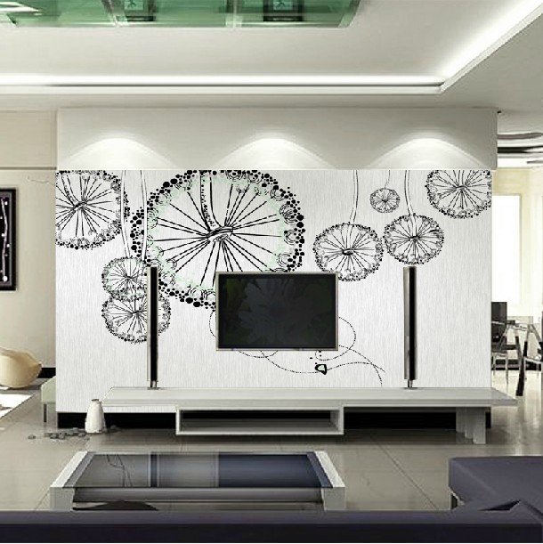 电视背景墙纸壁纸3D无缝无纺布现代客厅墙纸壁画简约水母
