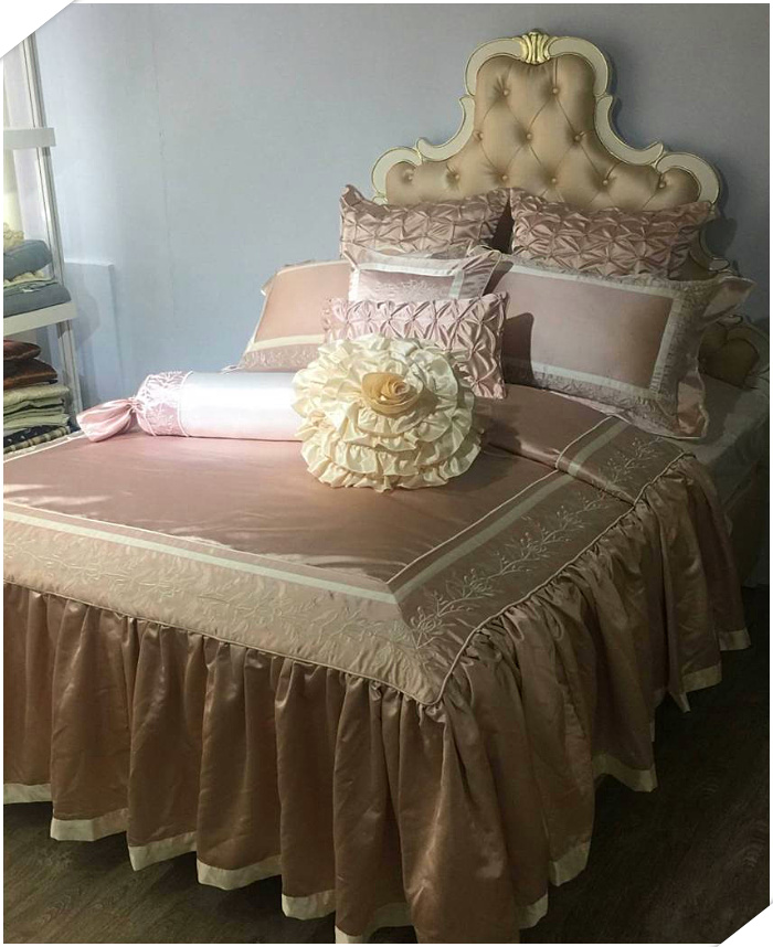 北欧简约现代女儿童房床品粉红色样板房床品公主风格高档样板间