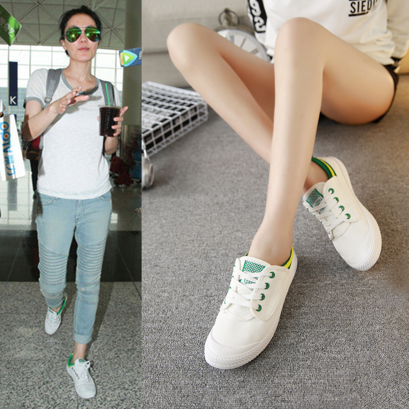 夏低帮白色帆布鞋女小白鞋子韩版休闲平底板鞋女学生球鞋透气单鞋