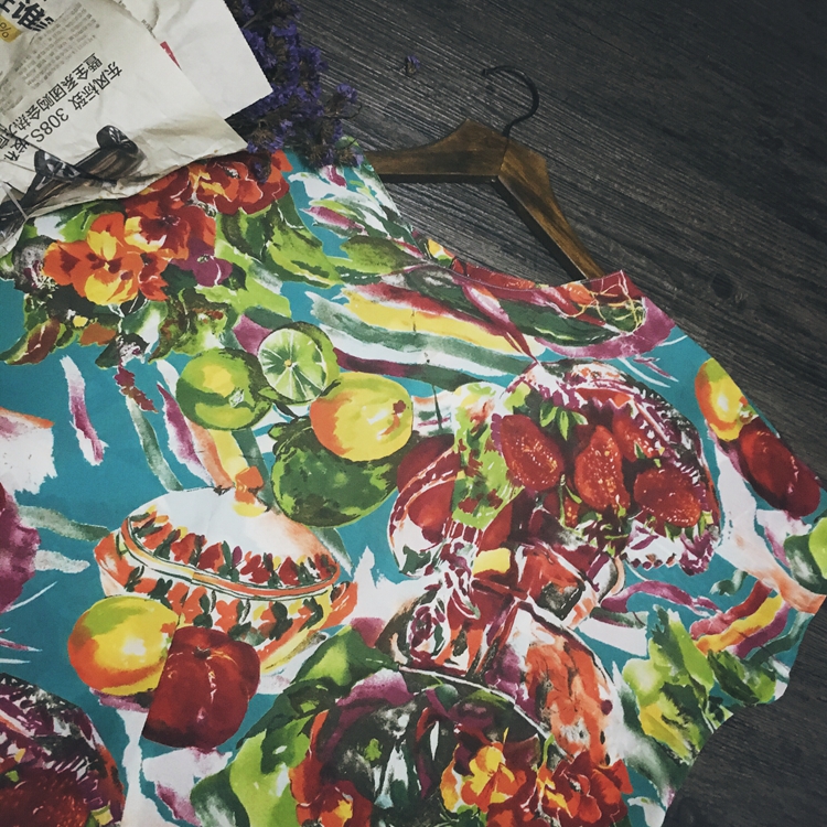 【MISS小叶】日本vintage复古“画为衣”水果撞色油画古着短袖T恤