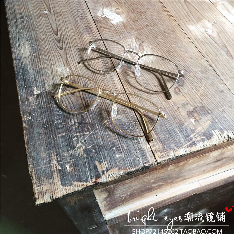 网红同款日系复古文艺韩版金色边框原宿眼镜架男女方框近视眼镜