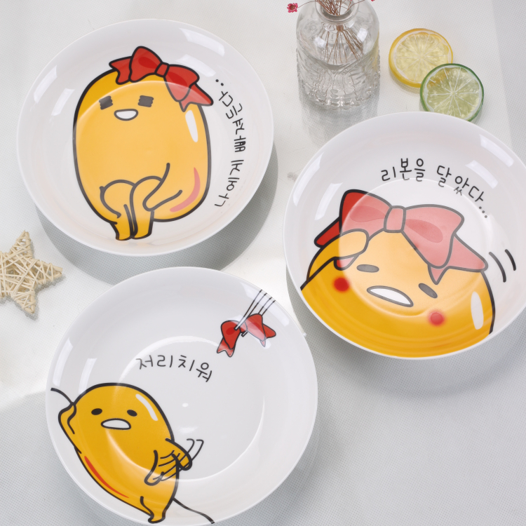 D蛋黄哥萌卡通餐具搞笑图案热销日韩港陶瓷盘子无力蛋西餐盘新款