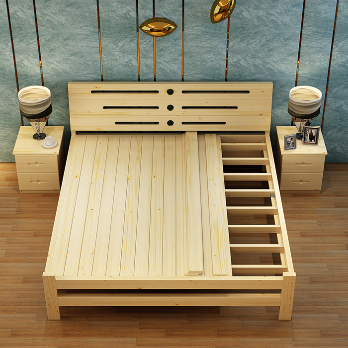 全实木床1.51.81.2米中式双人床成人床松木单人床儿童床简约现代