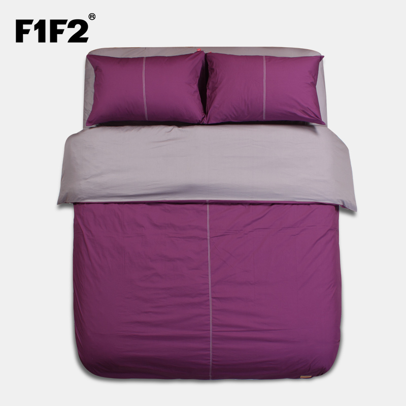 F1F2家纺1.5m时尚欧式床单4四件套床上用品双人全棉纯棉纯色素色
