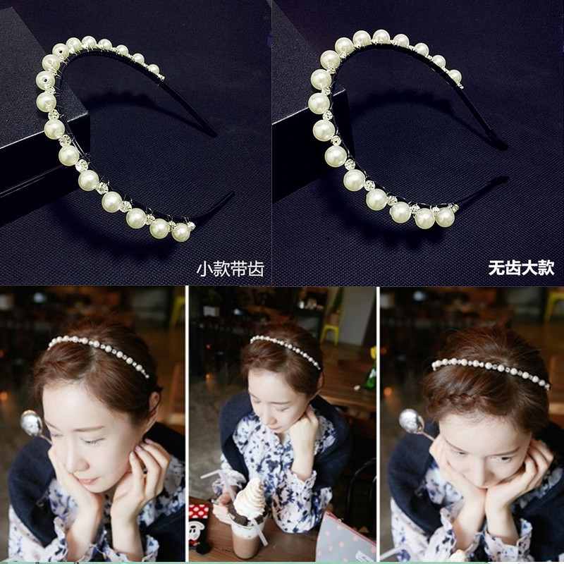 韩国韩版小香风细发箍 优雅气质大小珍珠串珠发饰头箍发卡女 包邮