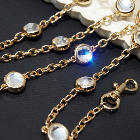 紫涵特价双面玻璃宝石款宴会包链双面镶钻链条女士包链包带金属链