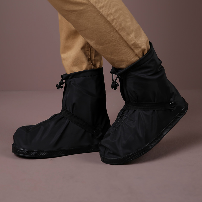 雨易思第2代包边加厚底防雨鞋套时尚防滑 上班出行必备黑色雨鞋套