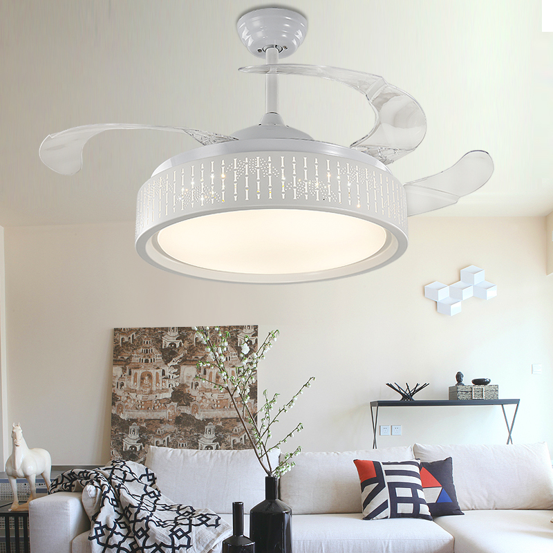 现代简约LED隐形鸟巢风扇灯家用电扇带灯吊扇餐厅客厅卧室吸顶灯