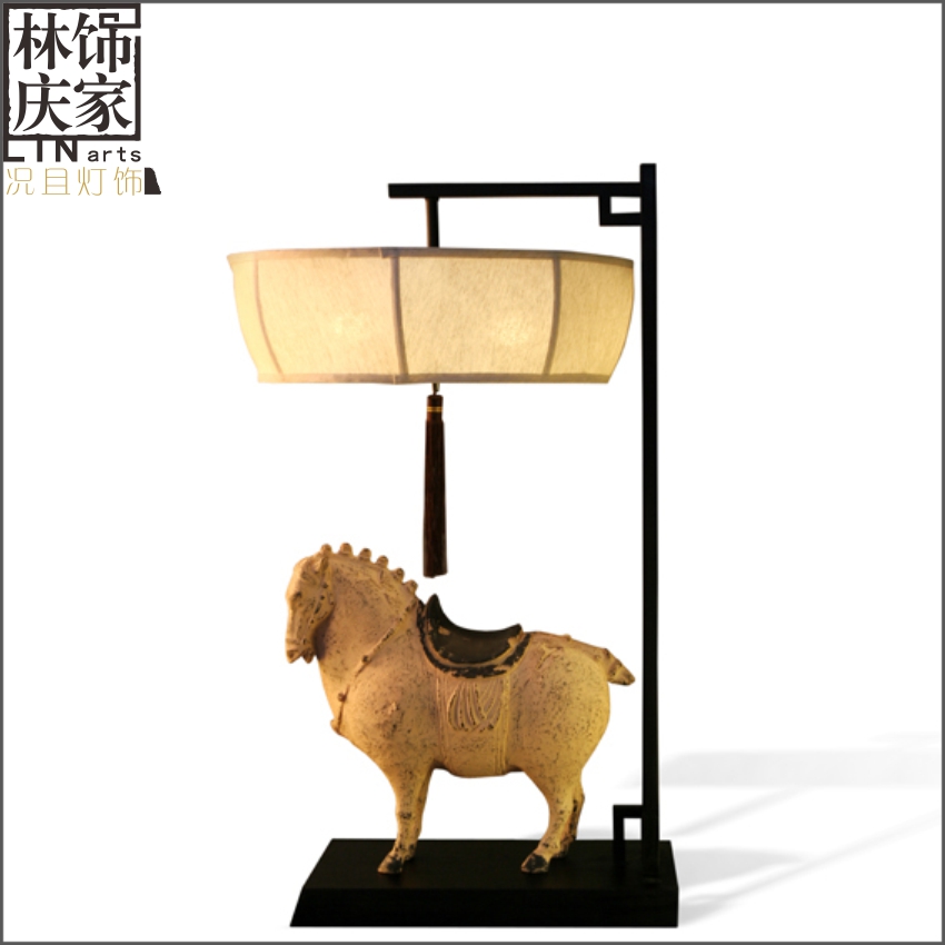 林庆饰家创意新中式设计师灯具复古五福马台灯客厅玄关卧室床头灯