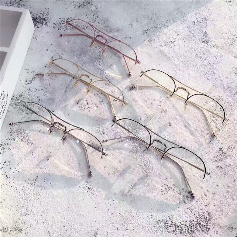 韩版潮流原宿金边半框眼镜框架透明圆形复古细腿平光镜可配近视