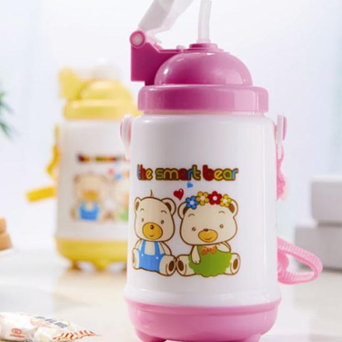 【天天特价】婴儿保温杯带吸管背带学饮杯 儿童保温杯 宝宝吸水杯