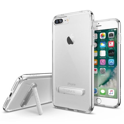 spigen苹果iPhone7plus手机壳防摔硅胶透明保护套轻薄后盖 带支架