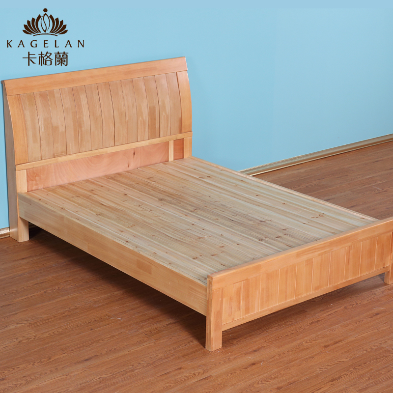 特价简约木床1.51.8m简易组装双人床加床垫结实橡木床1.2米经济型