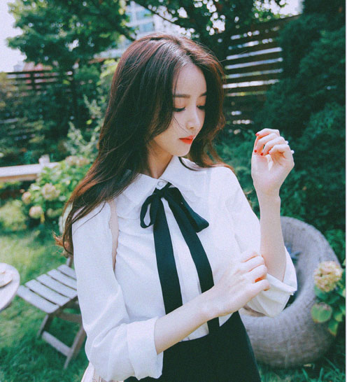 韩国代购2016秋季新款韩版系带蝴蝶结白衬衫长袖棉上衣打底衫女潮