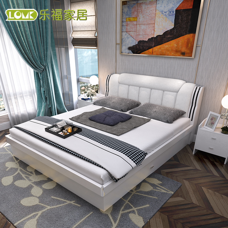 板式床气动高箱储物床1.5米简约现代1.8米双人床单人小户型收纳床
