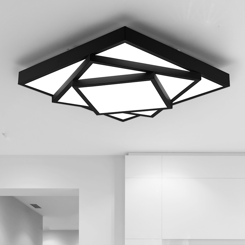 创意个性吸顶灯大气方形层次 LED客厅灯具现代餐厅灯简约卧室灯饰