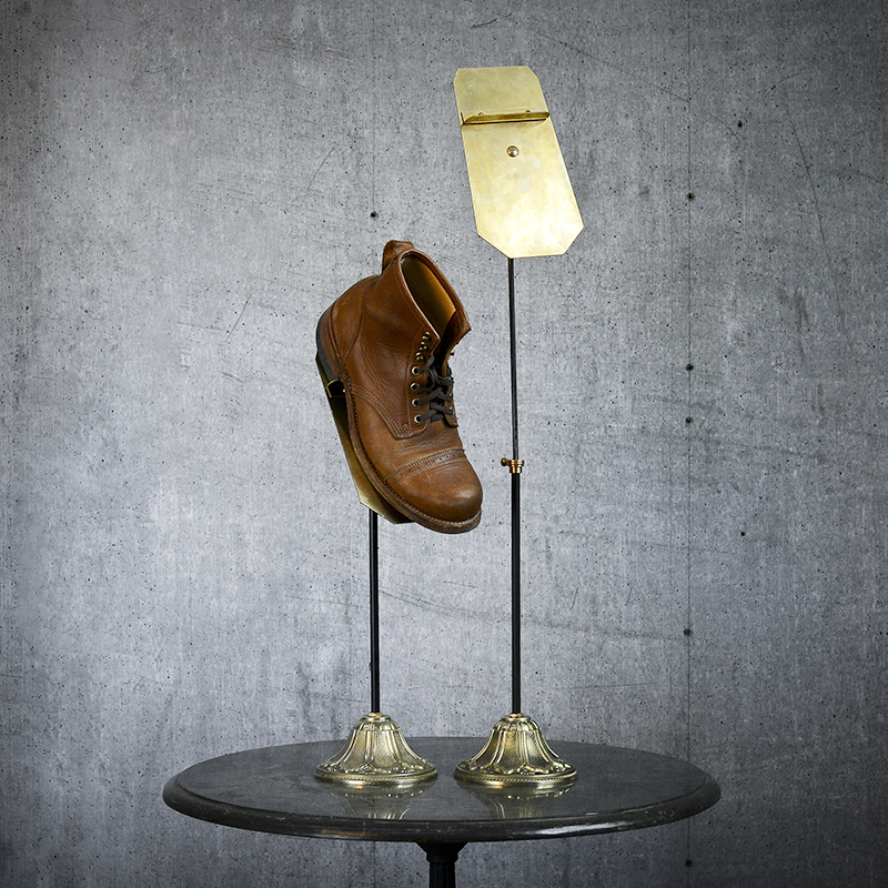 蘑菇空间 欧式黄铜鞋架不锈钢高低鞋托升降展示架鞋类鞋店陈列架