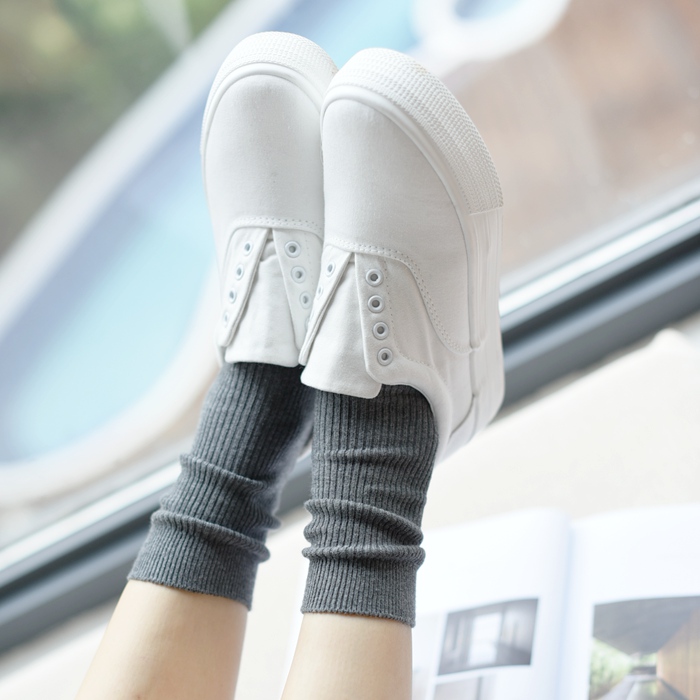 纯色时尚堆堆袜 彩色棉中筒袜短袜子 春秋款黑灰色靴袜韩国女袜