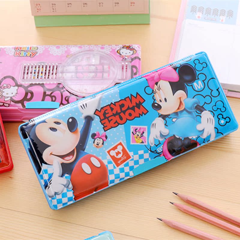 包邮 韩国小学生塑料双面磁性铅笔盒卡通女幼儿园奖品套装男孩