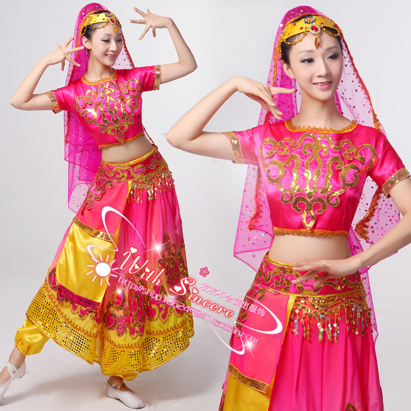 2015新疆维吾尔族服装现代民族舞蹈演出服排舞亮片女印度舞台时尚