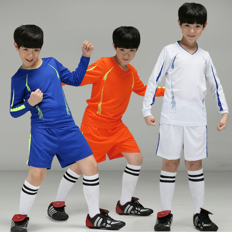 正品长袖足球训练服套装小学生 儿童足球衣训练服比赛定制队服男