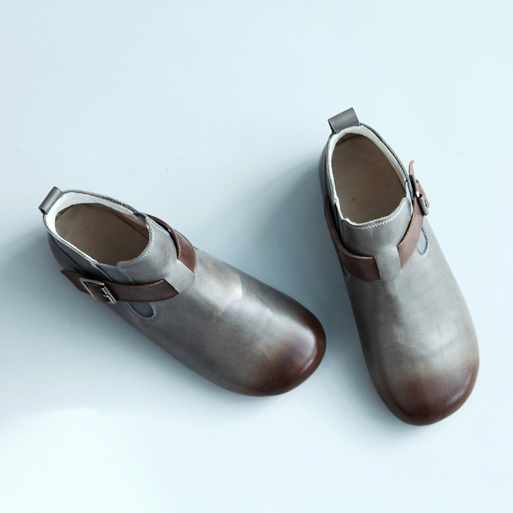 【清濯】-圆头可爱款鞋带设计平底休闲短靴 特价无折