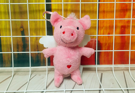 正版 美国 粉红天使小猪 毛绒玩具公仔 婴儿挂床小猪玩具公仔