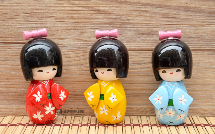 日本和服娃娃木娃木偶日式摆件日本料理店装饰品工艺礼品小号中号