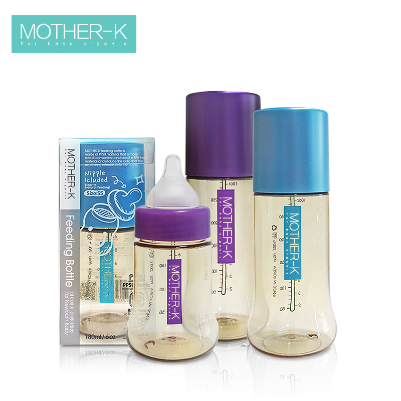 韩国Mother-k PPSU奶瓶宽口径宝宝婴儿塑料奶瓶可配手柄吸管