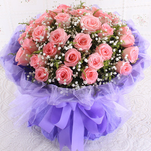 全国同城深圳鲜花店30朵粉玫瑰鲜花束同城速递圣诞节鲜花