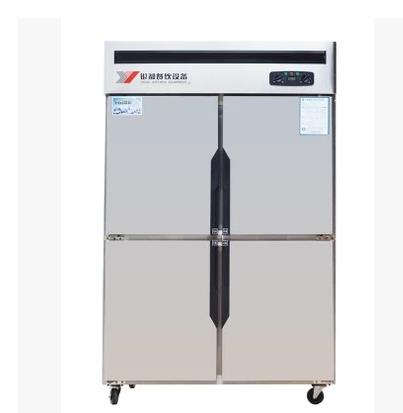 银都四门冰柜商用四开门不锈钢厨房冰箱冷冻冷藏双机双温立式冰柜