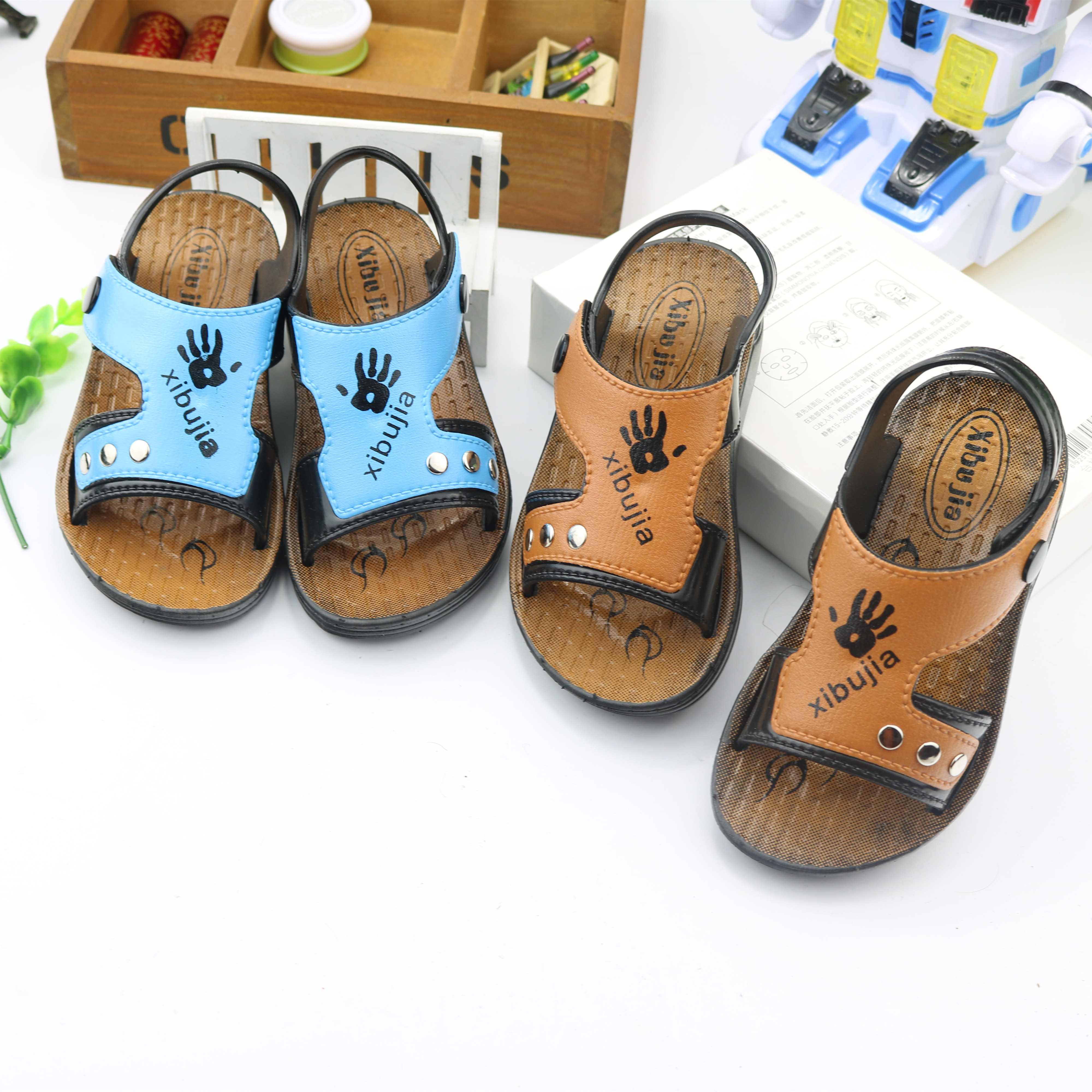 2016夏季英伦仿皮1-3岁男童儿童宝宝室外防滑休闲防水软橡胶凉鞋