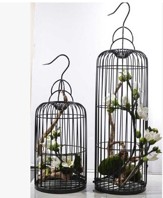 美式铁艺装饰鸟笼中式婚庆橱窗摆件婚礼金属摄影道具白色大号鸟笼