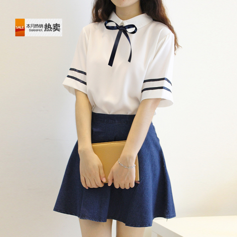 日系韩版海军水手服套装夏 英伦学院风 学生校服COS演出班服女款