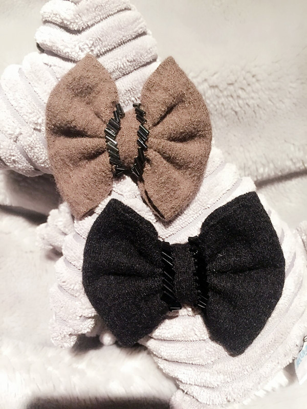 韩国发饰发夹 羊毛材质蝴蝶结气质发夹  边夹 顶夹 亲子
